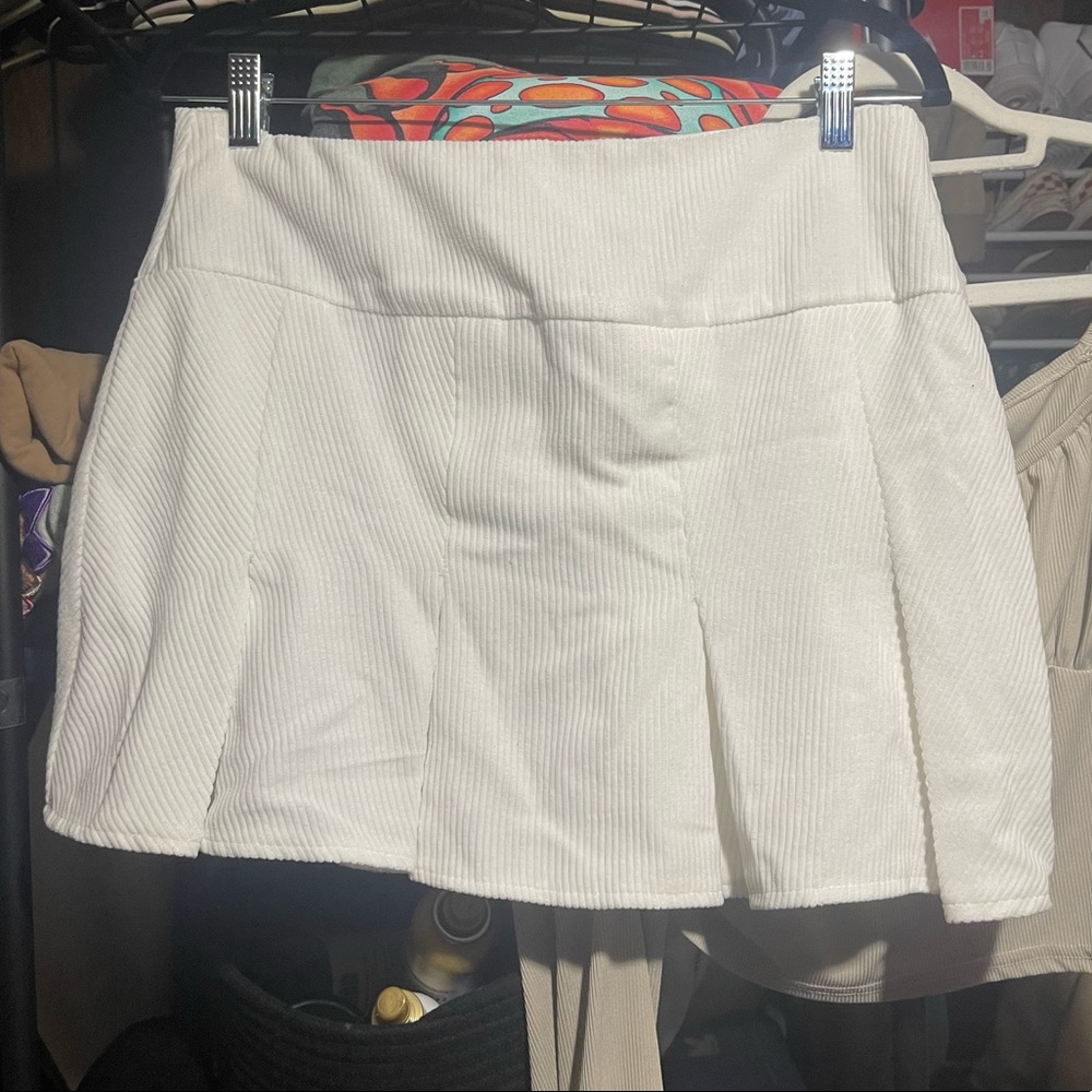 White Corduroy Tennis Skirt